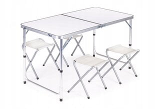 Modernhome Tourist table, folding table, set of 4 chairs White цена и информация | Туристическая мебель | pigu.lt