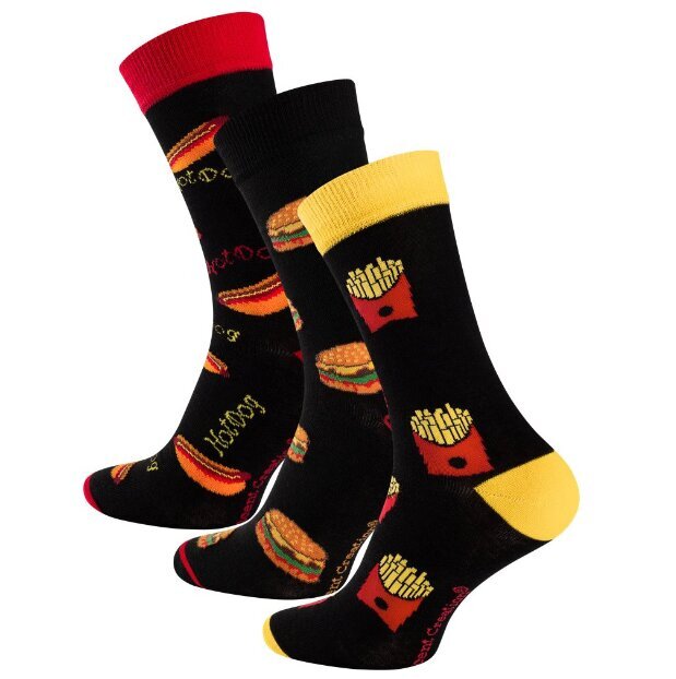 Originalios kojinės Burger dovanų dėžutėje 3 poros, juodos kaina ir informacija | Originalios kojinės | pigu.lt