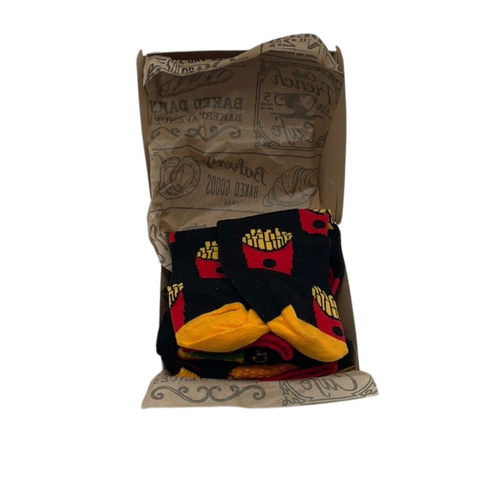 Originalios kojinės Burger dovanų dėžutėje 3 poros, juodos цена и информация | Originalios kojinės | pigu.lt