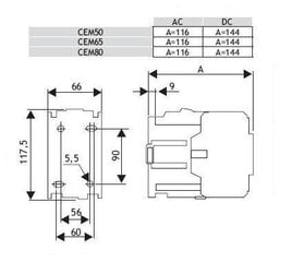 CEM 50A 230V ETI kontaktorius kaina ir informacija | Apsaugos sistemos, valdikliai | pigu.lt