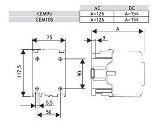 CEM 105A 230V kontaktorius kaina ir informacija | Apsaugos sistemos, valdikliai | pigu.lt