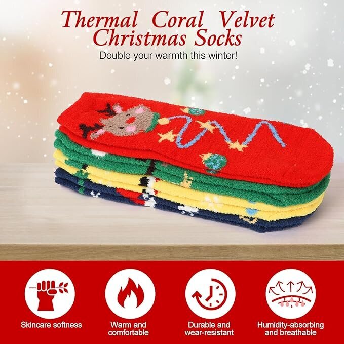 Kalėdinės kojinės moterims Daiphil, įvairių spalvų, 4 poros kaina ir informacija | Moteriškos kojinės | pigu.lt