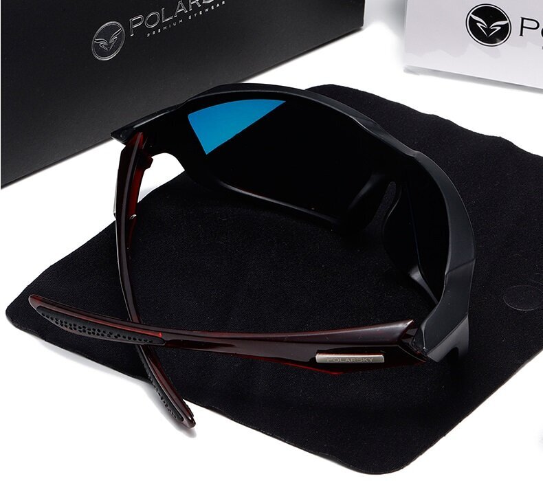 Sportiniai akiniai Premium Polarized PolarSky, juodi/orandžiniai kaina ir informacija | Sportiniai akiniai | pigu.lt