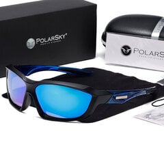 Sportiniai akiniai Premium Polarized PolarSky, juodi/mėlyni kaina ir informacija | Sportiniai akiniai | pigu.lt