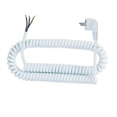 Спиральный соединительный шнур - угловая вилка 3x1,5 05VVH8-F белый - 5mb цена и информация | Кабели и провода | pigu.lt