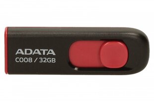 USB карта памяти A-DATA Classic C008 32GB, красная/черная цена и информация | USB накопители | pigu.lt