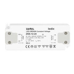 LED maitinimo šaltinis plonas 12 W 24 V nuolatinės srovės - ZNS-12-24 kaina ir informacija | Maitinimo šaltiniai | pigu.lt