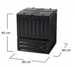 1 камера для компоста Garantia 600 л черная цена и информация | Уличные контейнеры, контейнеры для компоста | pigu.lt