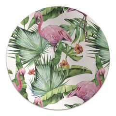 Apvalus kilimėlis po kėdę Decormat, Lapai ir flamingos, 100 cm, įvairių spalvų цена и информация | Офисные кресла | pigu.lt