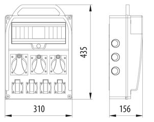 R-BOX 380R 2x16A/5P 1x32A/5P 4x230V 13S распределительное устройство - B.18.380-1 цена и информация | Выключатели, розетки | pigu.lt