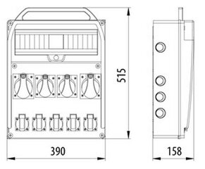 R-BOX 460R 2x16A/4P 2x32A/4P 3x230V L-0-P 17S - B.18.460-16W распределительное устройство цена и информация | Выключатели, розетки | pigu.lt