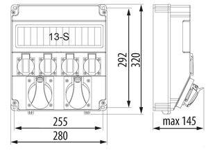 R-BOX LUX 320R 2x32A/5P 4x230V 13S распределительное устройство - B.18.320-1 цена и информация | Выключатели, розетки | pigu.lt