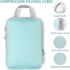 Kompresinis lagaminų krepšių dėklas Compression Packing Cubes, 3 dalių, mėlynas цена и информация | Чемоданы, дорожные сумки  | pigu.lt