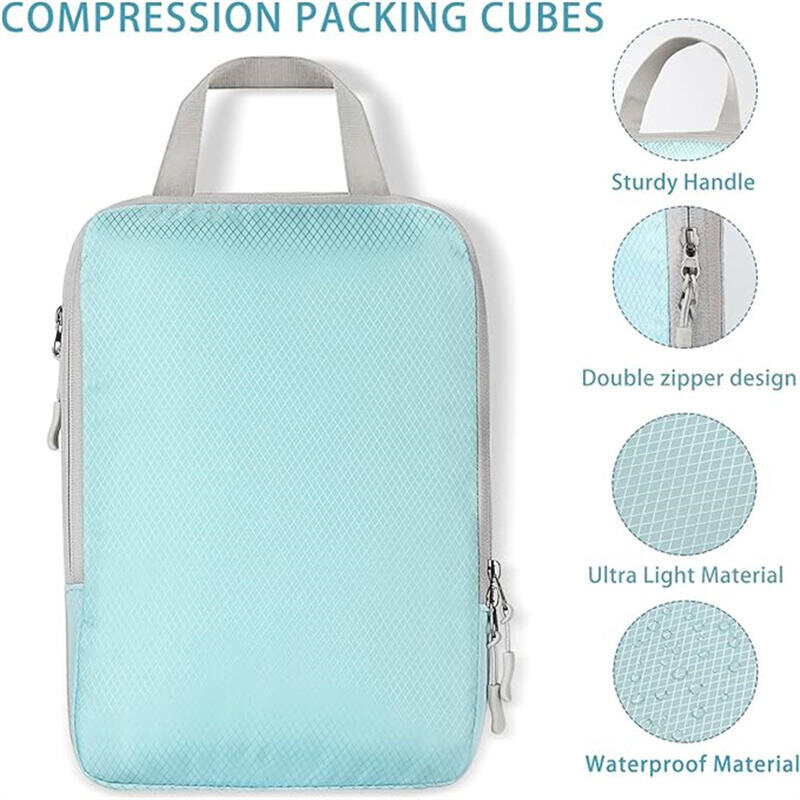 Kompresinis lagaminų krepšių dėklas Compression Packing Cubes, 3 dalių, mėlynas цена и информация | Lagaminai, kelioniniai krepšiai | pigu.lt