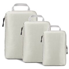 Kompresinis lagaminų krepšių dėklas Compression Packing Cubes, 3 dalių, smėlio spalvos цена и информация | Чемоданы, дорожные сумки | pigu.lt