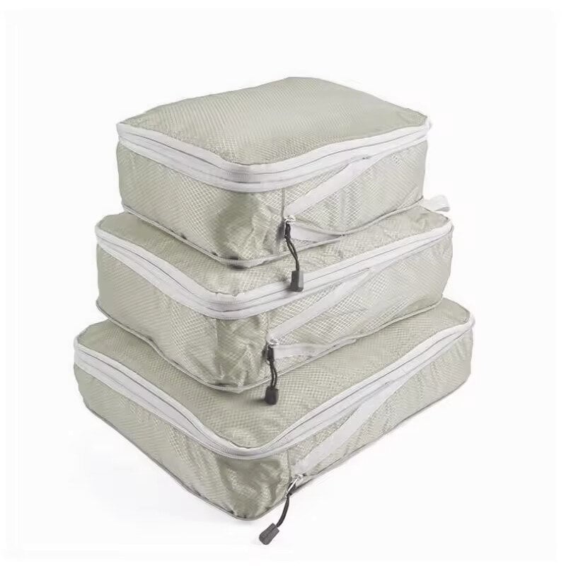 Kompresinis lagaminų krepšių dėklas Compression Packing Cubes, 3 dalių, smėlio spalvos цена и информация | Lagaminai, kelioniniai krepšiai | pigu.lt