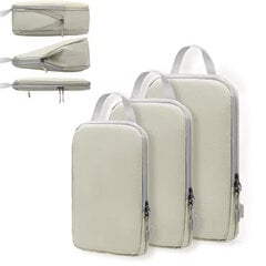 Kompresinis lagaminų krepšių dėklas Compression Packing Cubes, 3 dalių, smėlio spalvos цена и информация | Чемоданы, дорожные сумки  | pigu.lt