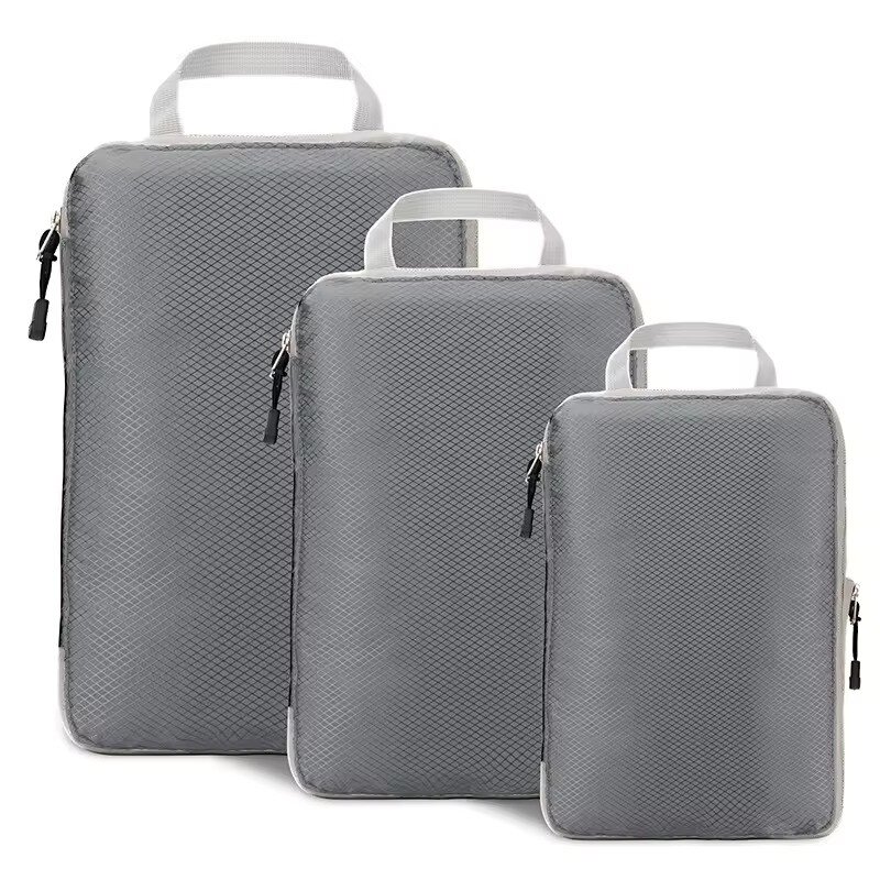 Kompresinis lagaminų krepšių dėklas Compression Packing Cubes, 3 dalių, pilkas kaina ir informacija | Lagaminai, kelioniniai krepšiai | pigu.lt