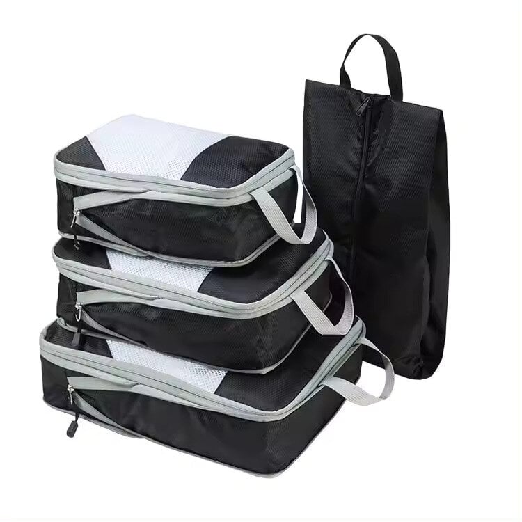 Kompresinis lagaminų krepšių dėklas Compression Packing Cubes, 4 dalių, juodas цена и информация | Lagaminai, kelioniniai krepšiai | pigu.lt