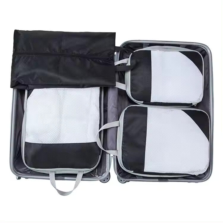 Kompresinis lagaminų krepšių dėklas Compression Packing Cubes, 4 dalių, juodas kaina ir informacija | Lagaminai, kelioniniai krepšiai | pigu.lt