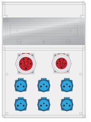 MAX BOX-16S 1x32A/5P, 1x16A/5P, 6X230V IP65 распределительное устройство - B.MAX-16S-2 цена и информация | Выключатели, розетки | pigu.lt