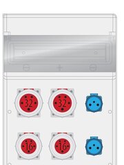 MAX BOX-16S skirstomieji įrenginiai 2x32A/5P, 2x16A/5P, 2x230V IP65 - B.MAX-16S-3 цена и информация | Выключатели, розетки | pigu.lt