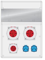 MAX BOX-16S skirstomieji įrenginiai 2x63A/5P, 1x16A/5P, 2x230V IP65 - B.MAX-16S-8 kaina ir informacija | Elektros jungikliai, rozetės | pigu.lt