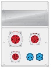 MAX BOX-16S распределительное устройство 1x63A/5P,1x32A/5P,1x16A/5P, 2x230V IP65 - B.MAX-16S-10 цена и информация | Выключатели, розетки | pigu.lt