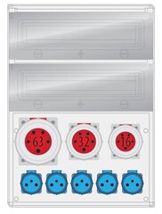 MAX BOX-32S распределительное устройство 1x63A/5P, 1x32A/5P, 1x16A/5P, 5x230V IP65 - B.MAX-32S-1 цена и информация | Выключатели, розетки | pigu.lt