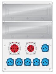 MAX BOX-32S 1x32A/5P, 1x16A/5P, 6x230V IP65 распределительное устройство - B.MAX-32S-2 цена и информация | Выключатели, розетки | pigu.lt