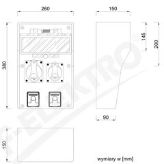 LIDO 12S 16A/5P 32A/5P 2x250V резиновый распределительный щит цена и информация | Выключатели, розетки | pigu.lt