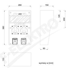 Резиновый распределительный щит LIDO 12S 2x32A/5P 2x250V цена и информация | Выключатели, розетки | pigu.lt