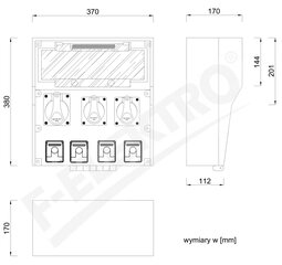 Резиновый распределительный щит LIDO 18S 2x16A/5P 32A/5P 4x250V цена и информация | Выключатели, розетки | pigu.lt