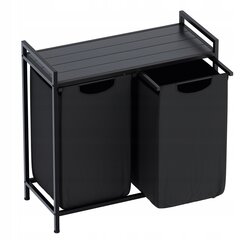 Подставка с 2 корзинами для сортировки белья Mark Adler, 73х73х33 см, черная цена и информация | Набор акскссуаров для ванной | pigu.lt