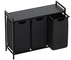 Подставка с 3-мя корзинами для сортировки белья Mark Adler, 73х93х33 см, черная цена и информация | Набор акскссуаров для ванной | pigu.lt