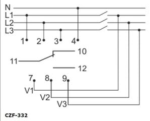 Датчик потери фазы CZF-332 с контролем контактов цена и информация | Выключатели, розетки | pigu.lt