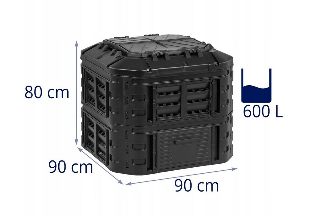 Komposteris Hillvert, 600l kaina ir informacija | Komposto dėžės, lauko konteineriai | pigu.lt
