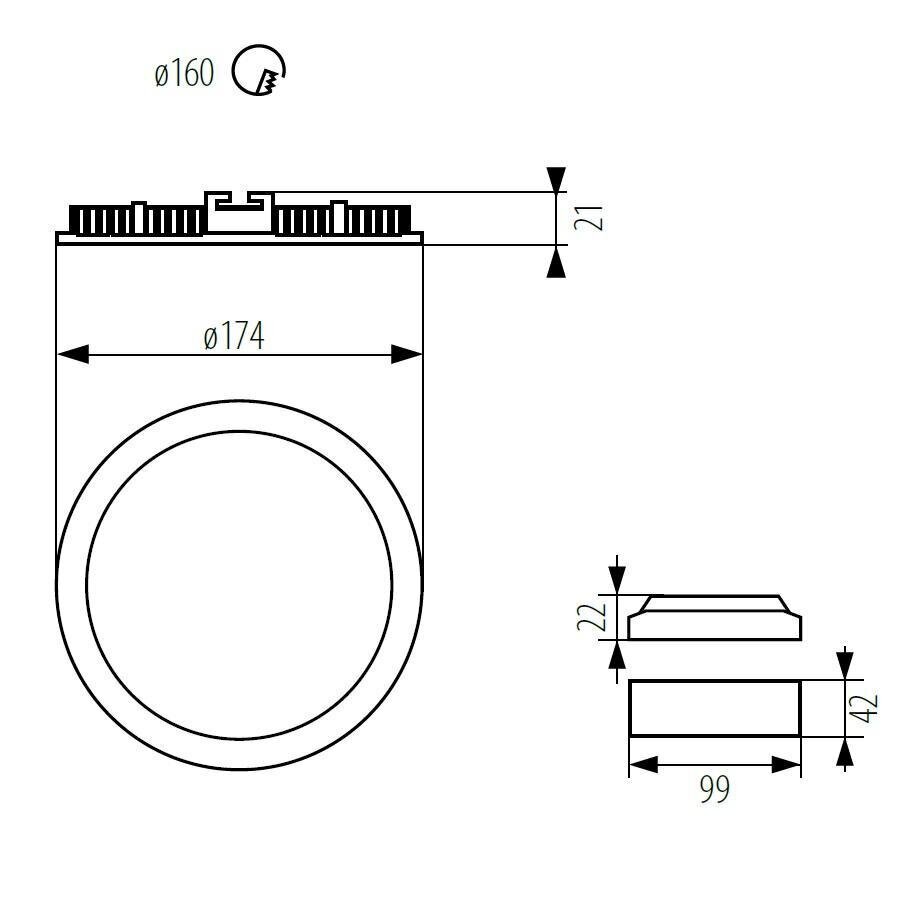 Kanlux įmontuojamas LED šviestuvas Rounda V2LED12W-WW-W kaina ir informacija | Įmontuojami šviestuvai, LED panelės | pigu.lt