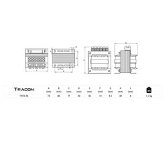 Transformatorius TVTR-50-C 230V / 12-24-42V kaina ir informacija | Elektros jungikliai, rozetės | pigu.lt