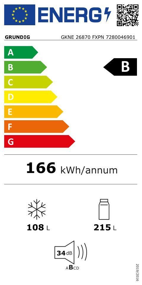 Grundig GKNE26870FXPN kaina ir informacija | Šaldytuvai | pigu.lt