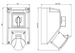 Jungiklis su 0-I 32A/4 2x230V lizdu ZI05R342 kaina ir informacija | Komponentų priedai | pigu.lt