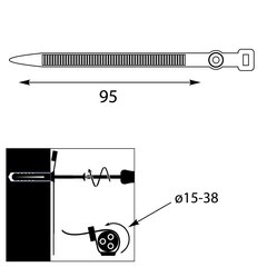 Diržo spaustukas UP-z 38 UV, 95 mm, baltas kaina ir informacija | Tvirtinimo detalės | pigu.lt