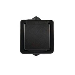 Kanlux Tekno black - одинарная заземленная розетка с защитой контактов N/T IP54 27355 цена и информация | Выключатели, розетки | pigu.lt
