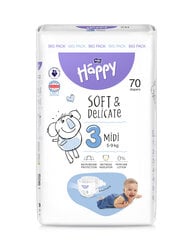 Sauskelnės Bella Baby Happy Midi 3 (5-9 kg), 70 vnt. kaina ir informacija | Sauskelnės | pigu.lt