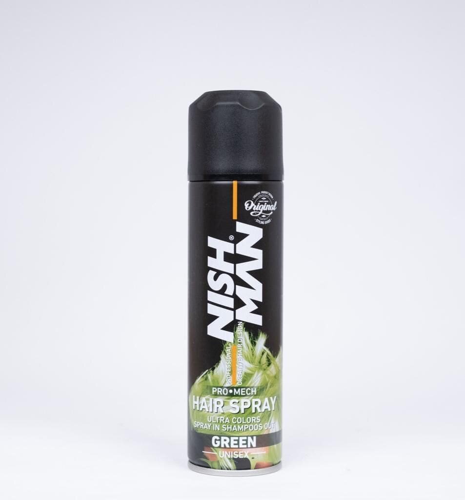 Plaukų purškiklis dažai Nishman Colour Hair Spray Green, žalia, 150 ml kaina ir informacija | Plaukų dažai | pigu.lt