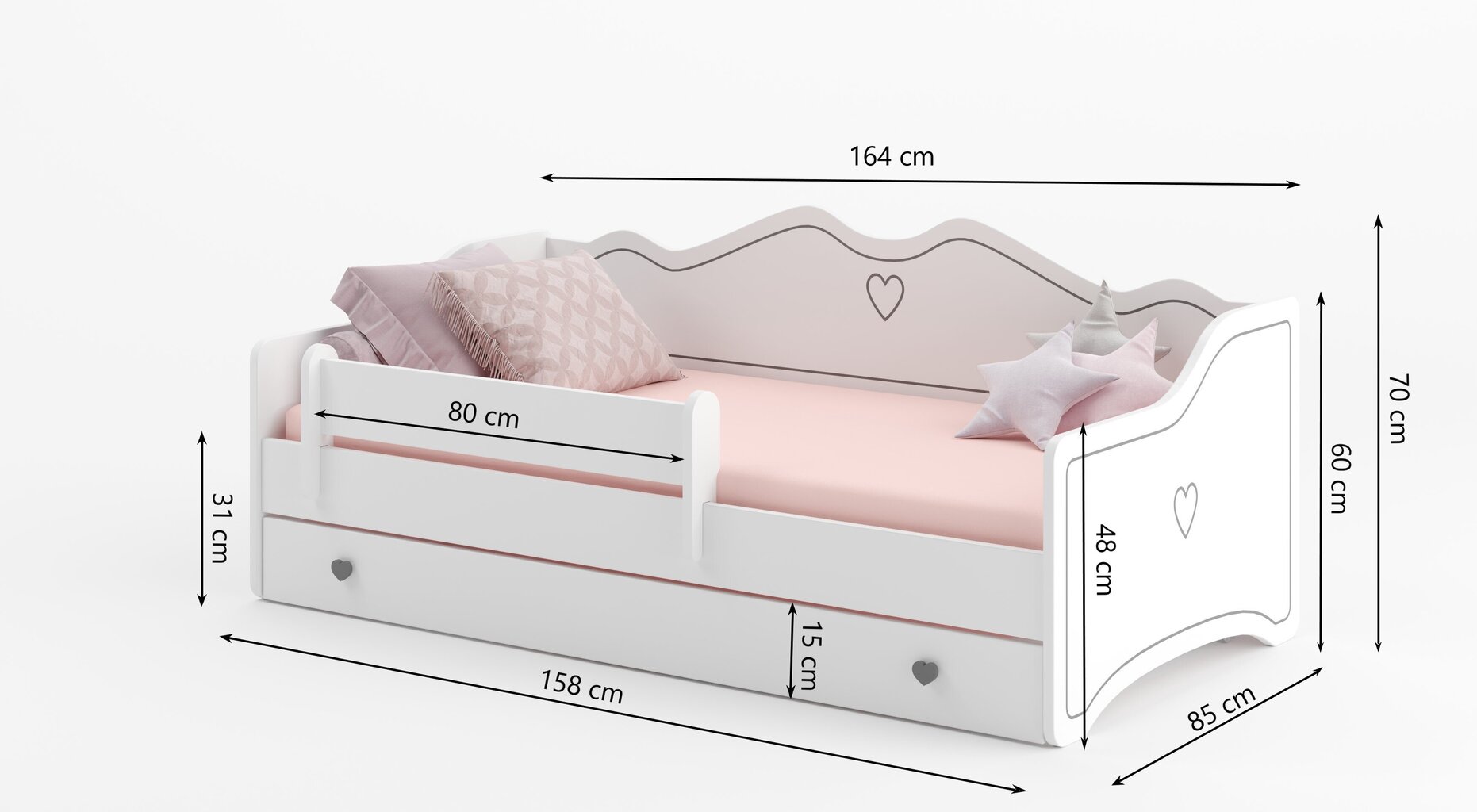 Prekė su pažeidimu. Vaikiška lova ADRK Furniture Emka X2, 80x160 cm, balta kaina ir informacija | Prekės su pažeidimu | pigu.lt