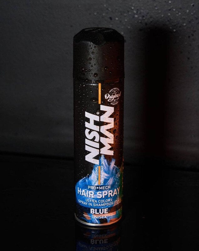 Plaukų purškiklis dažai Nishman Colour Hair Spray Blue, mėlyna, 150 ml kaina ir informacija | Plaukų dažai | pigu.lt