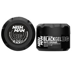 Nishman Plaukų formavimo gelis Hair Styling Black Gel (White Coverage), 300 ml kaina ir informacija | Plaukų formavimo priemonės | pigu.lt