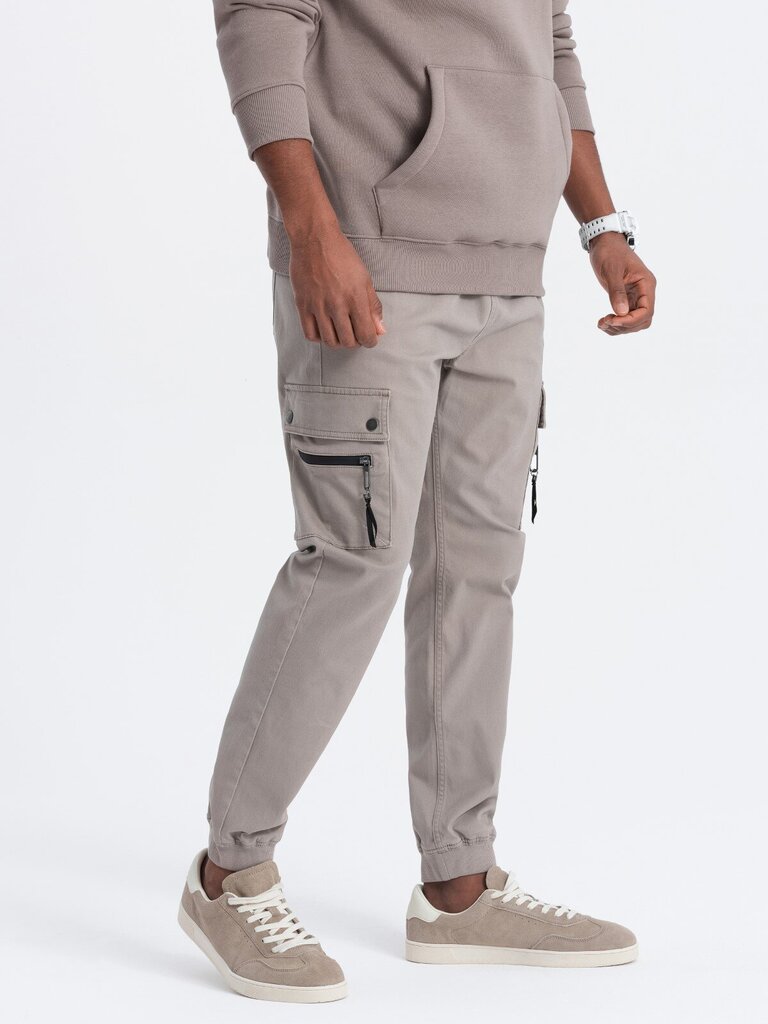 Kelnės vyrams Ombre OM-PAJO-0125, smėlio spalvos kaina ir informacija | Vyriškos kelnės | pigu.lt