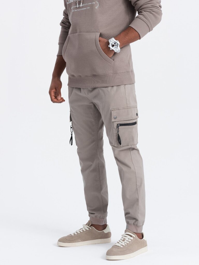 Kelnės vyrams Ombre OM-PAJO-0125, smėlio spalvos цена и информация | Vyriškos kelnės | pigu.lt